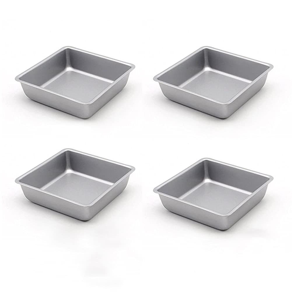 Astra Gourmet Flunyina 4 Inches Non-Stick Square Cake Pans Set Of 4 Carbon Steel Cake Molds For Home Daily Housewarming Wedding