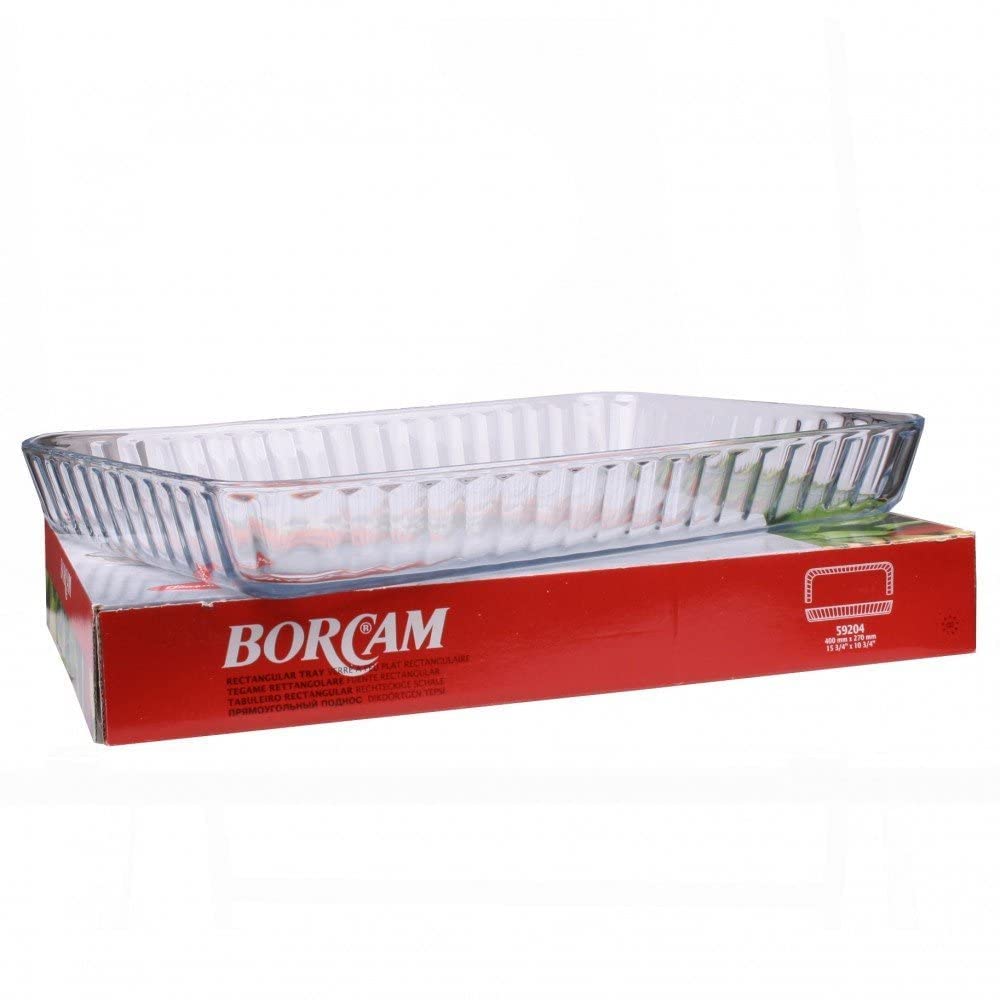 Pasabahce Borcam 59204 Rectangular Glass Dish Form And Mould 40 X 27 Cm