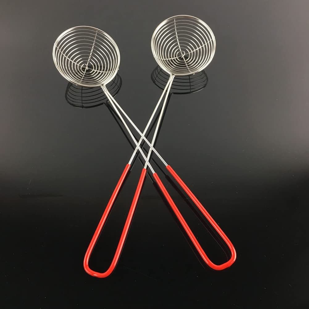 2Pcs Stainless Steel Strainer Spoons Boba Spoon Scoop Hot Pot Strainer Spoons Ladle Wire Cooking Skimmers Spoon With Handle For