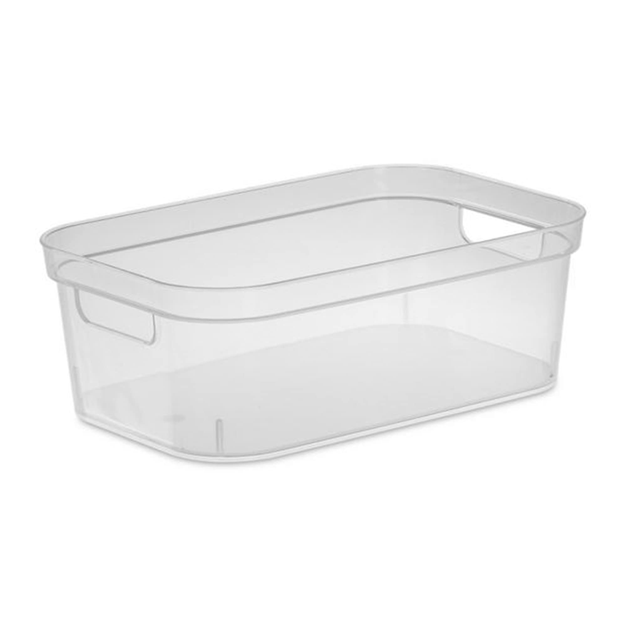 Sterilite 4.25 X 8 X 12.25 Inch Small Modern Storage Bin With Comfortable Carry Through Handles And Banded Rim For Household Org
