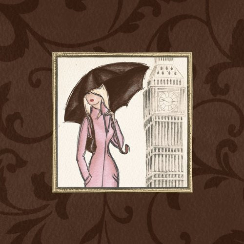 4 London Paris Roma New York Fashionista In Pink; Four 12X12 Poster Prints. Pink/Brown