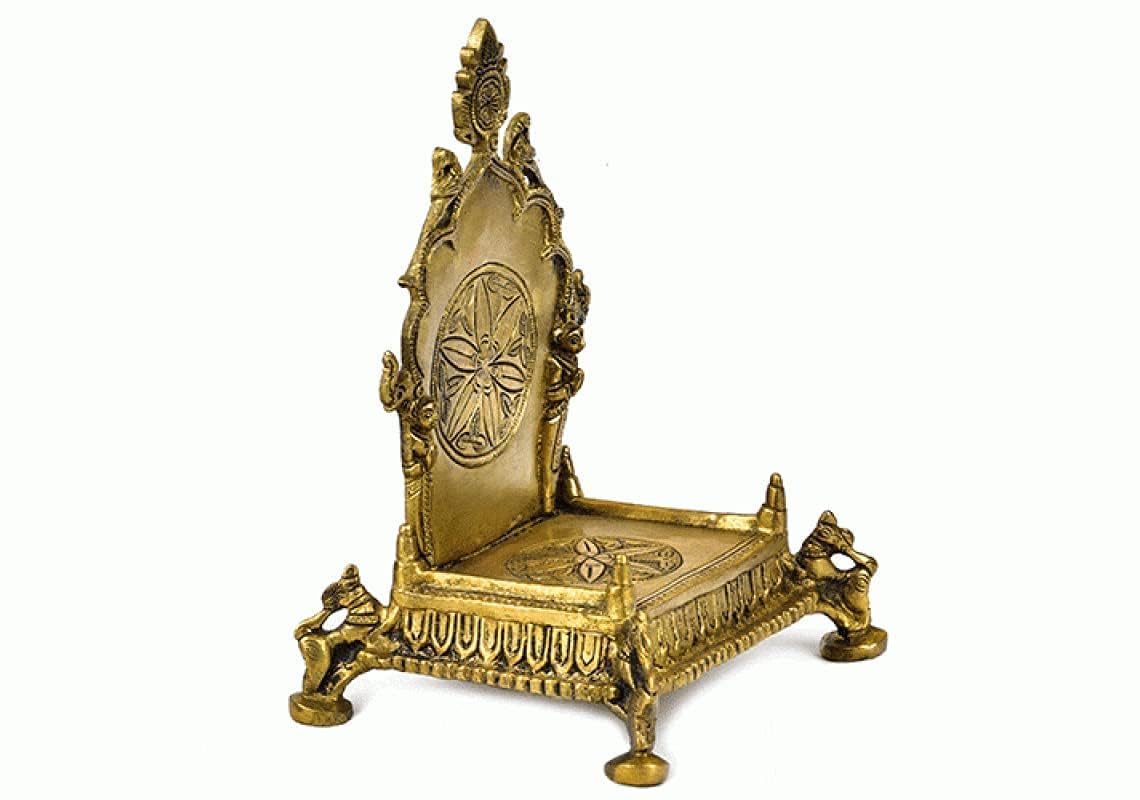 Aona Handcrafted God Singhasan Temple Krishna Laddu Gopal Kanha Laxmi Ganesh Brass Pooja Chowki Singhasan (Throne) Chowki In Bra