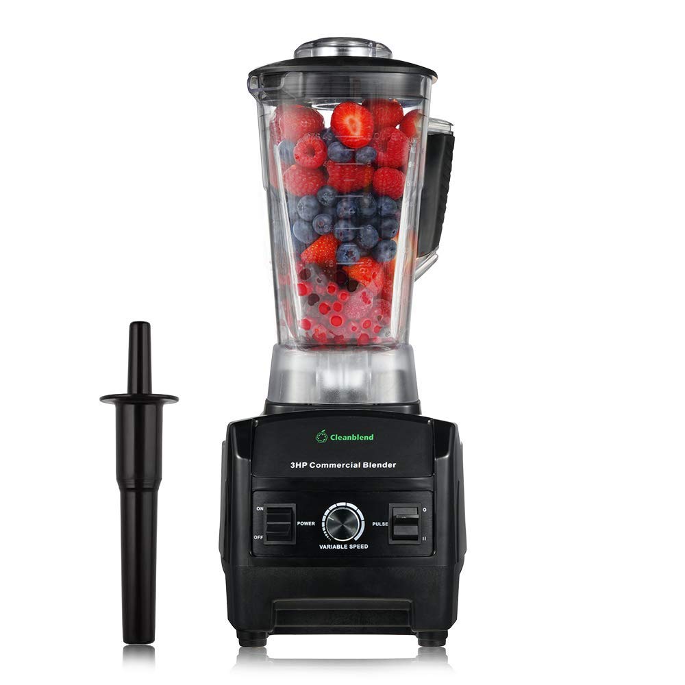 Cleanblend Commercial Blender with 5-Year Full Warranty - 1800W, 3HP, 64oz High-Performance Professional Countertop Blender with