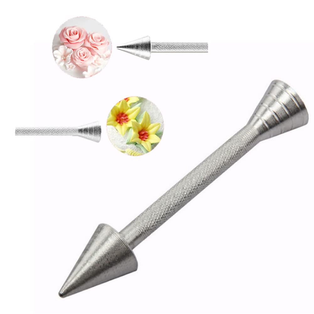 2Pcs Baking Pastry Cone Holder Aluminum Alloy Cake Decorating Rod Baking Cone Icing Cream Rose Flower Sticks Cake Decoration Too