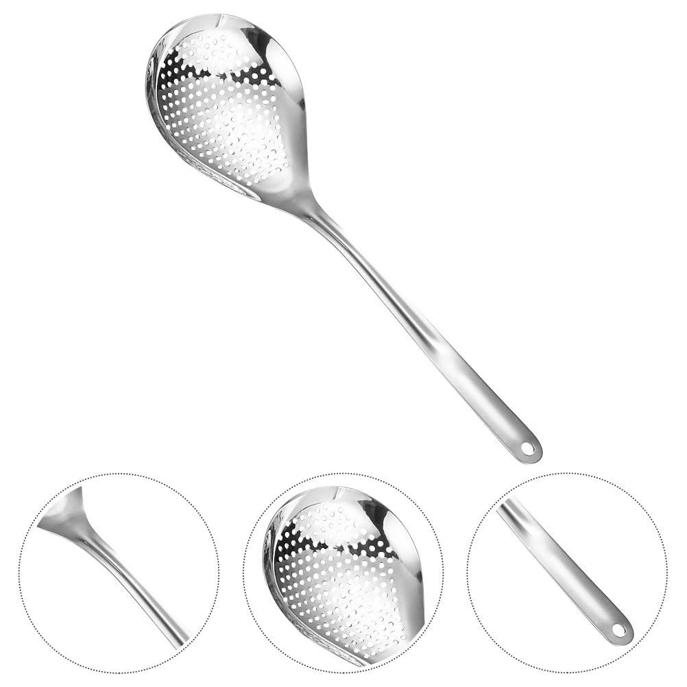 Hemoton Skimmer Spoon Stainless Steel Slotted Spoon Ladle Kitchen Cooking Utensil For Hot Pot Soup Oil Draining Frying