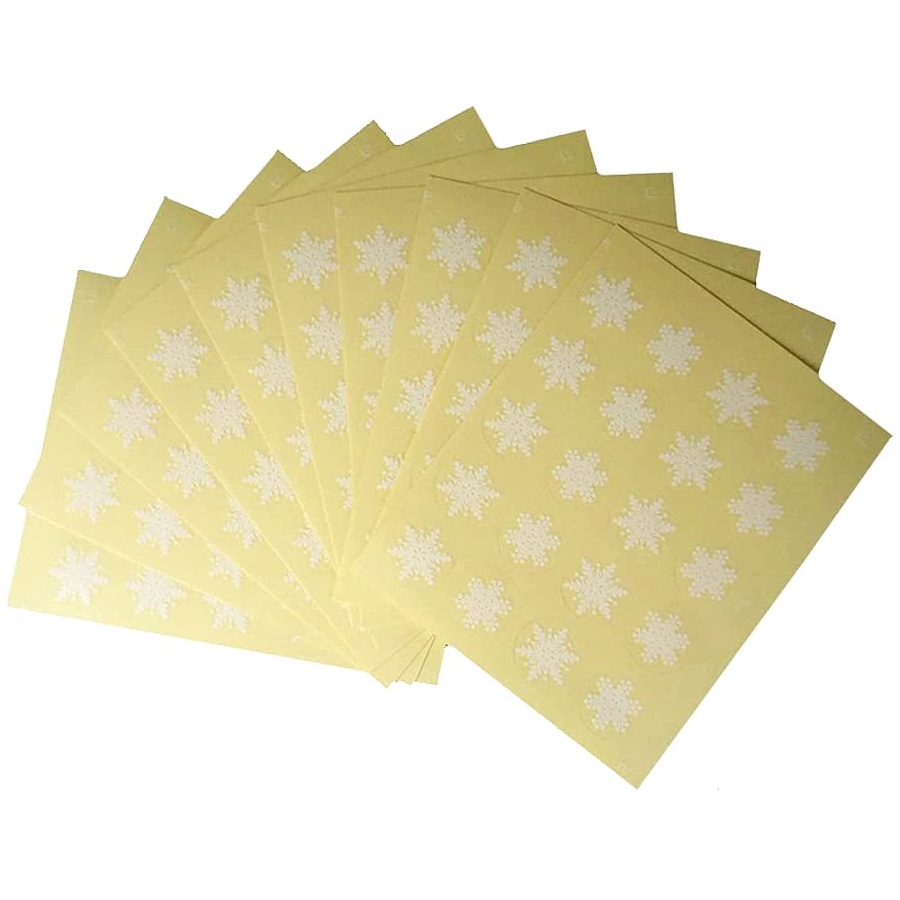 Saktopdeco 400 Pcs 1 Inch Snowflakes Stickers Cute White Snowflakes Label Stickers For Candy Cookie Bag Envelope Bag Seals Decor