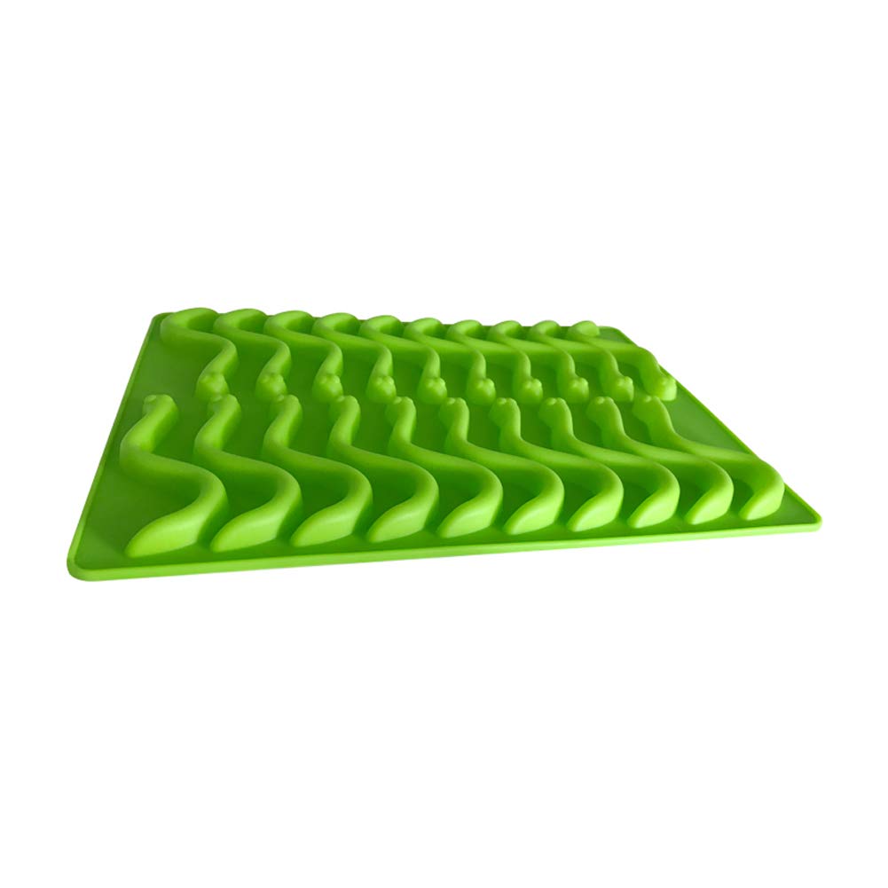 Chyir Candy Silicone Molds & Ice Cube Trays,2 Pack Gummy Worm Molds 20 Cavities With Bonus Dropper (Red, Green)