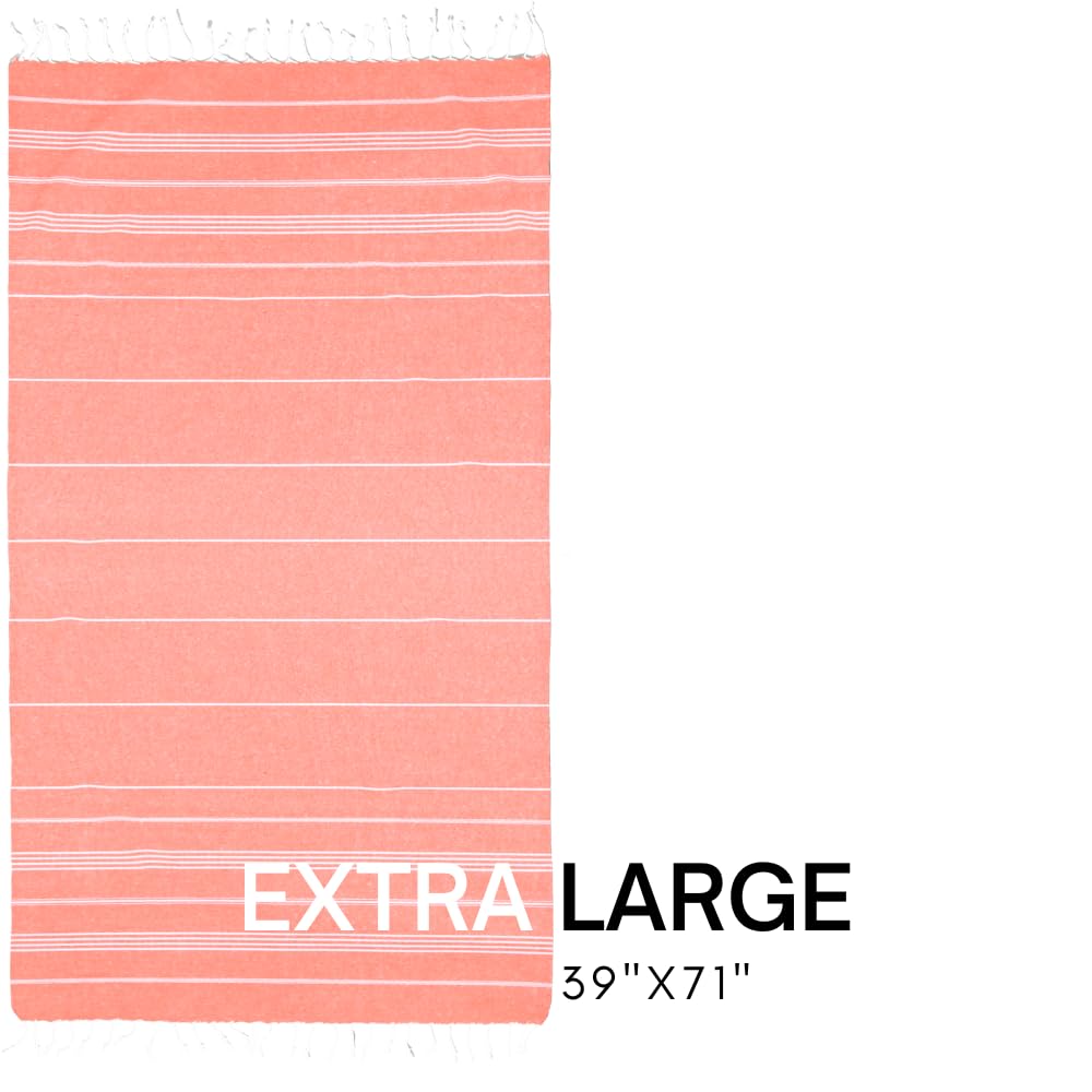 Bay Laurel Turkish Beach Towel With Travel Bag 39 X 71 Quick Dry Sand Free Lightweight Large Oversized Towels Light (Orange With