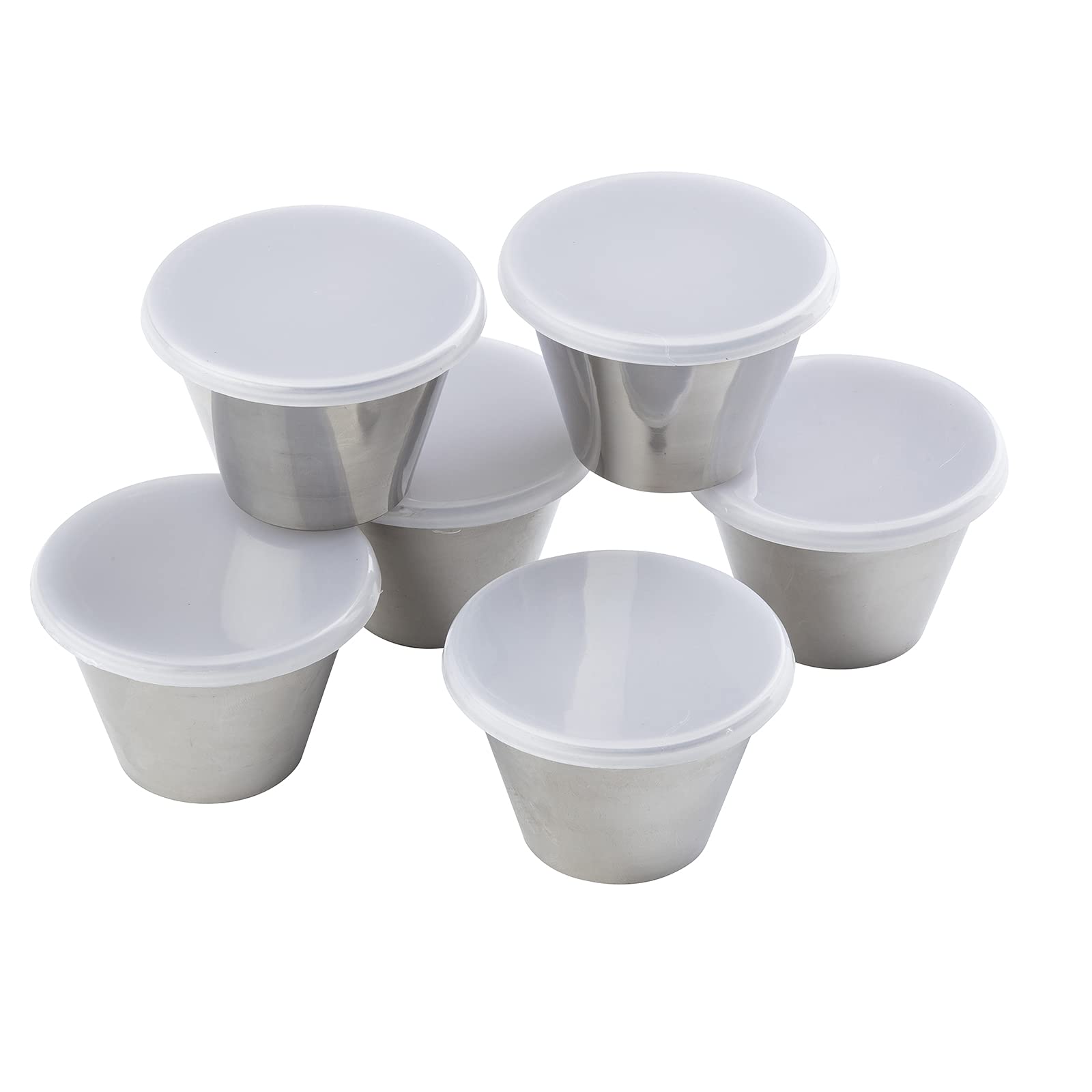 Tablecraft Round Ramekins With Lids 3 Oz - Ounces Clear, Pack Of 6 With Clear Lids