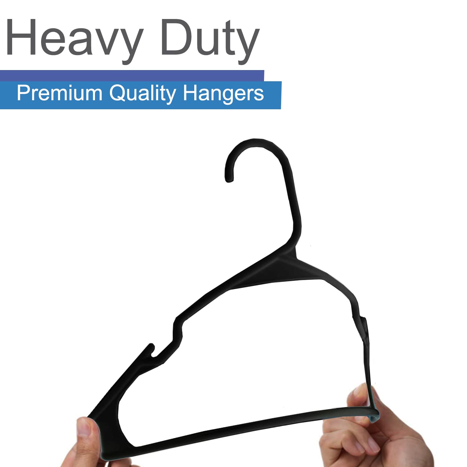 Heshberg Baby And Kids Hangers - Small Plastic Closet Clothes Hangers For Babies Infant Toddler Children - 60 Pack (Black)