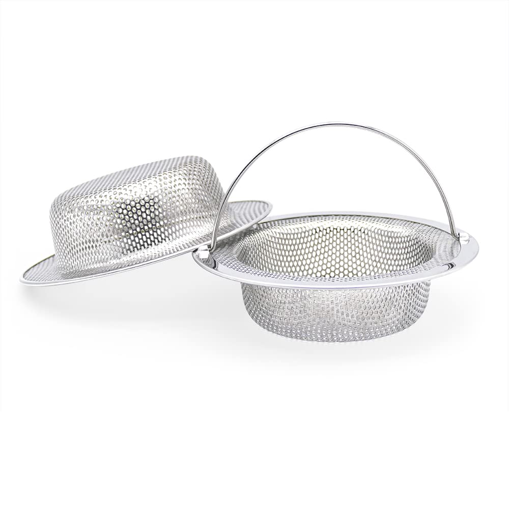 2 Pack Premium 304 Stainless Steel Kitchen Sink Strainer With Holes On The Sides, Kitchen Sink Drain Strainer With Handle, Sink
