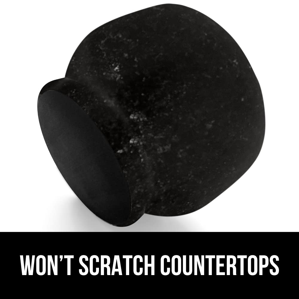 Gorilla Grip Large Granite Mortar And Pestle Set, 4 Cup, Slip Resistant Non Scratch Foam Base, Spice And Herb Grinder, Stone Mol