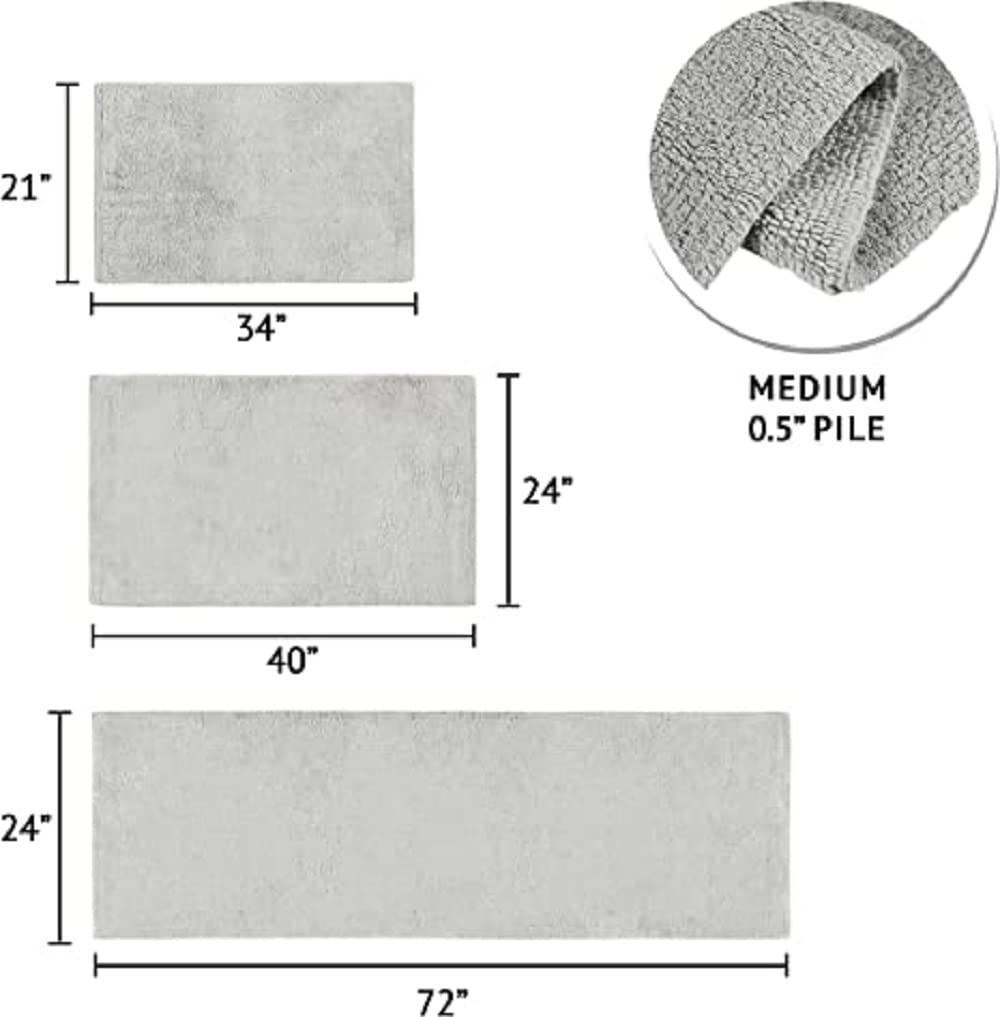Beautyrest Plume Reversible Cotton Bathroom Rug, Medium Pile, Feather Touch, Soft, Plush, Luxurious Bath Mat, Absorbent, Quick D