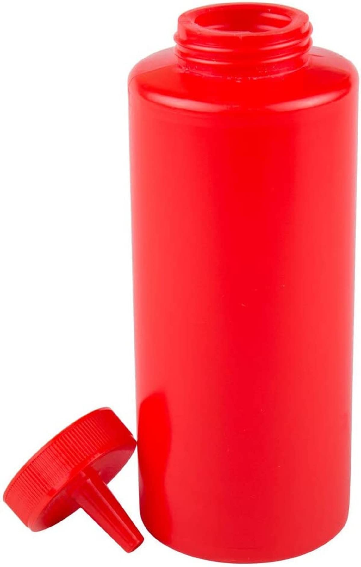 Truecraftware-Set Of 12 Squeeze Condiment Dispensing Bottles 12 Oz Red- Plastic Squeeze Bottle For Sauces Spreads Ketchup Mustar