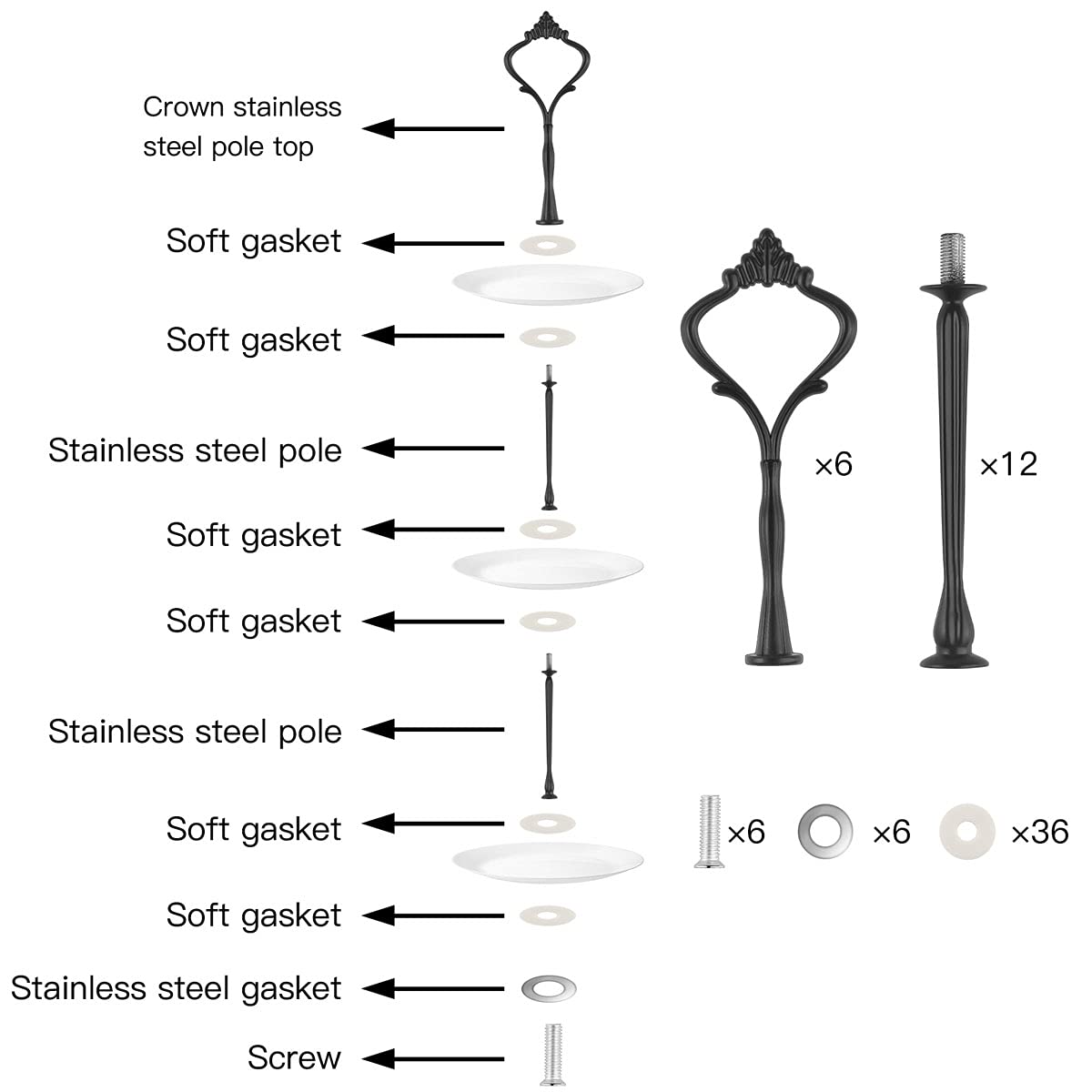 9 Set Cake Stand Hardware Kit Tiered Tray Hardware Fittings For Cake Stand,3 Tier Cake Stand Fittings Hardware Holder For Weedin
