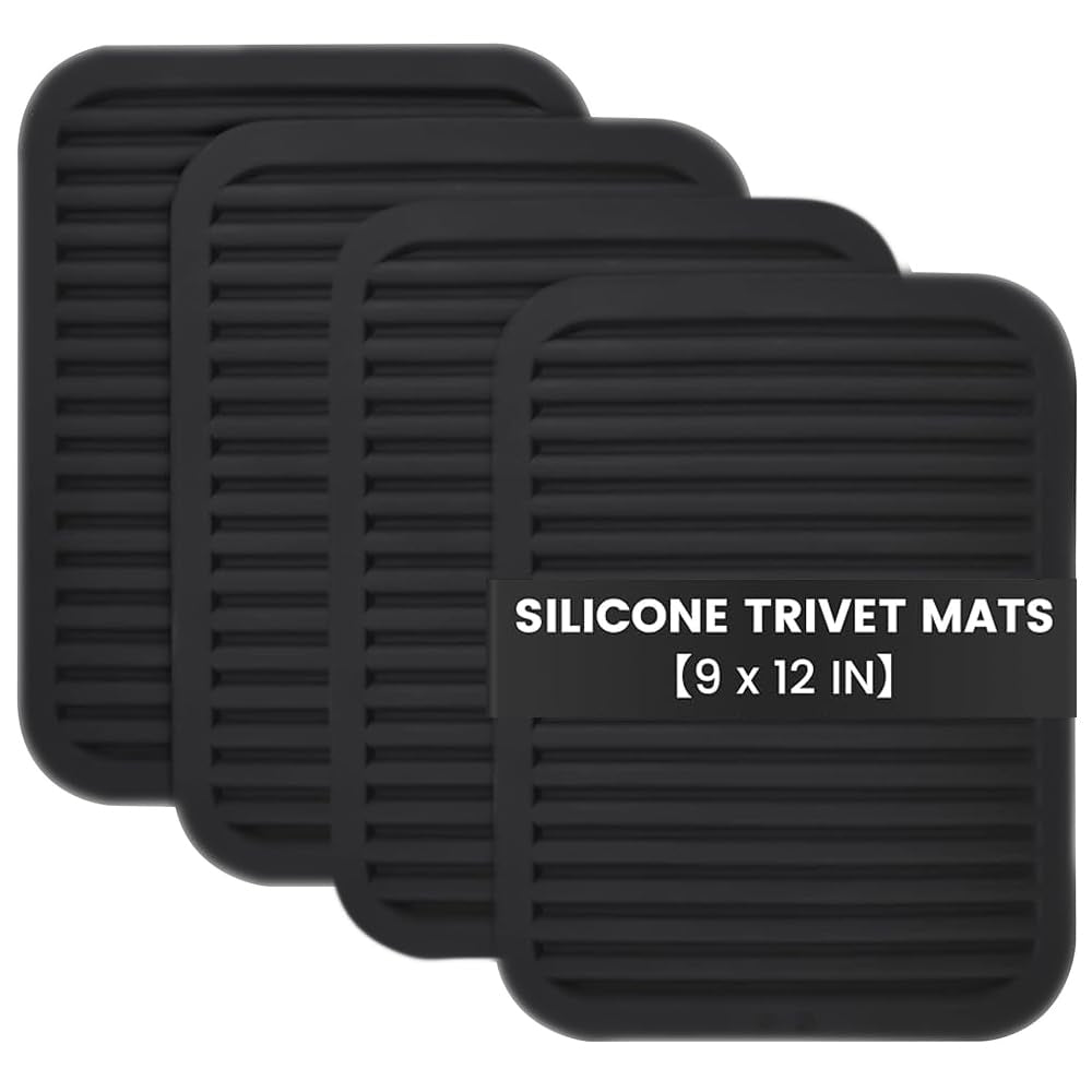 9''X12'' Silicone Trivets Mats, Heat Resistant Mats For Countertop, Silicone Pot Holders For Hot Pots And Pans, Large Trivets, M