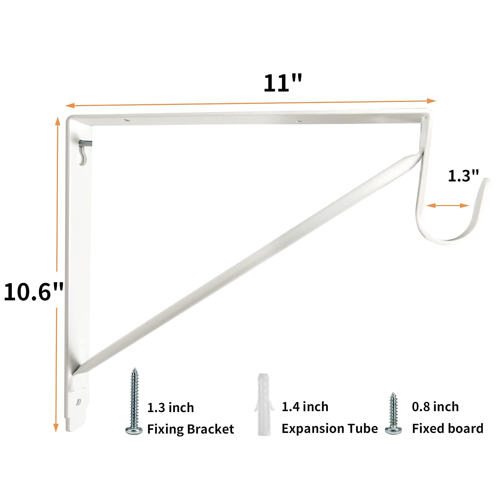 2 Pack Heavy Duty Closet Shelf And Rod Brackets,Shelf Brackets Clothes,Closet Shelves Bracket With Rod Shelving Support,With Scr