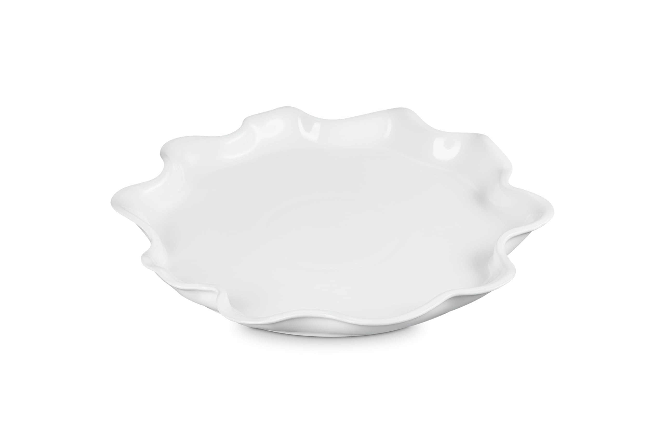 Le Creuset Stoneware Iris Collection Serving Platter, 14, White
