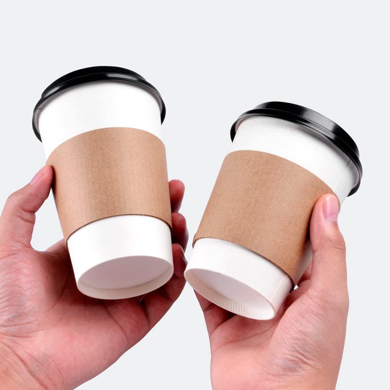 Concession Essentials Paper Coffee Sleeves. Fits 10 Oz. - 20 Oz. Cups (Pack Of 50), Natural Kraft. Insulated For Hot Cups.,Brown