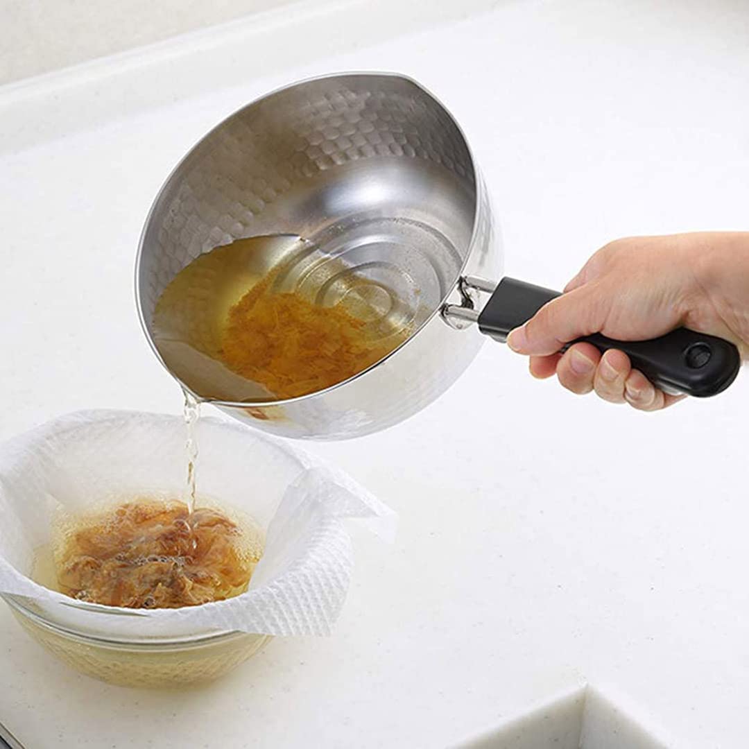 TIKUSAN Yukihira Pot - Traditional Japanese Stainless Steel Saucepan, 7.9inch (20cm), Two Sided Pour Spouts, Made in Japan