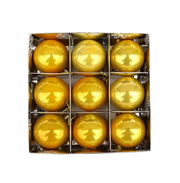 YYCRAFT Shiny Pearly Christmas Ball Ornaments 6CM Faux Glass Ball for Xmas Tree Christmas Decoration (9 Pcs,Shiny Gold)