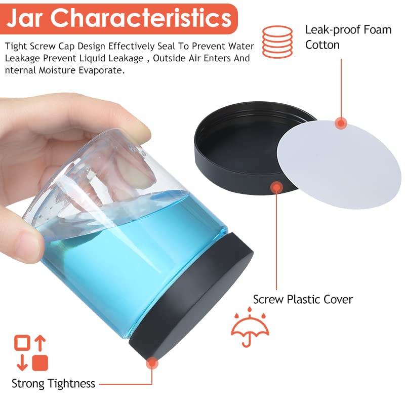 Jars With Lids, 48Pcs 8 Oz Plastic Containers With Lids Pen Labels Leak Proof Bpa Free Airtight Refillable Clear Small Container