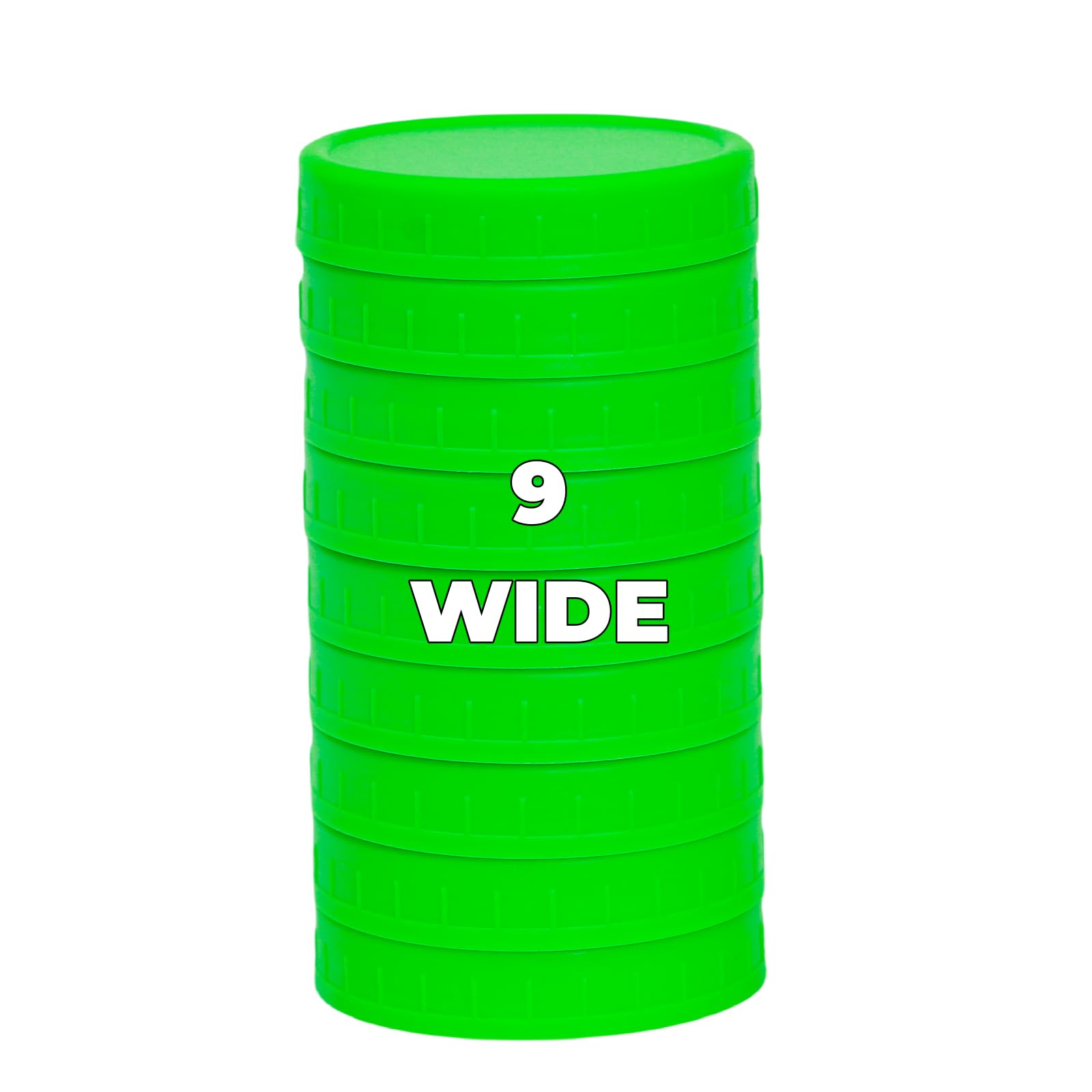 Bedgeta 9 Wide Mouth Mason Jar Lids with Silicone Ring,Thickened Leak-proof Lids Fit Ball,Kerr and More, 9 Green Plastic Lids, 8