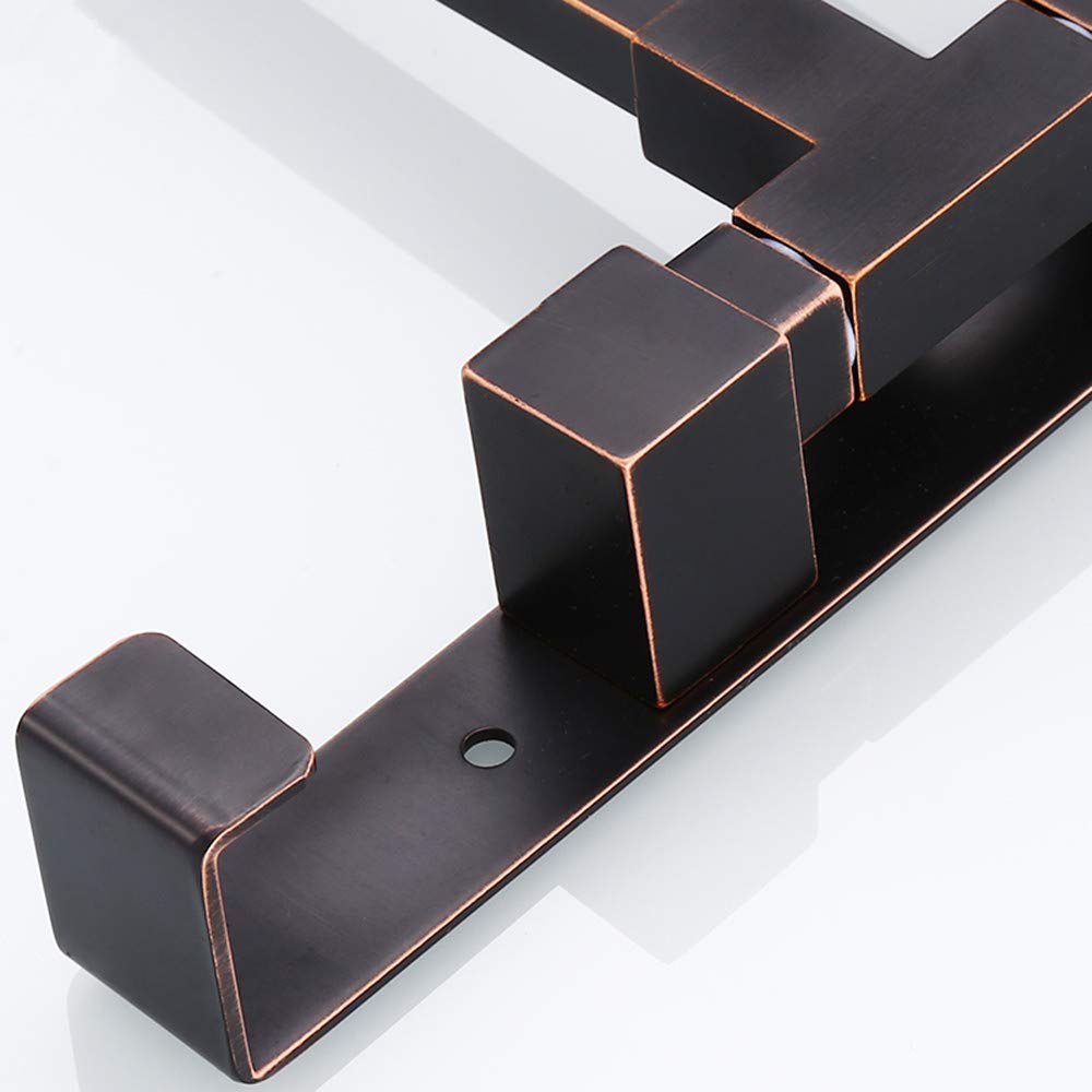 ELLO&ALLO Oil Rubbed Bronze Swing Out Towel Rack for Bathroom Holder Wall Mounted Towel Bars with Hook 3-Arm