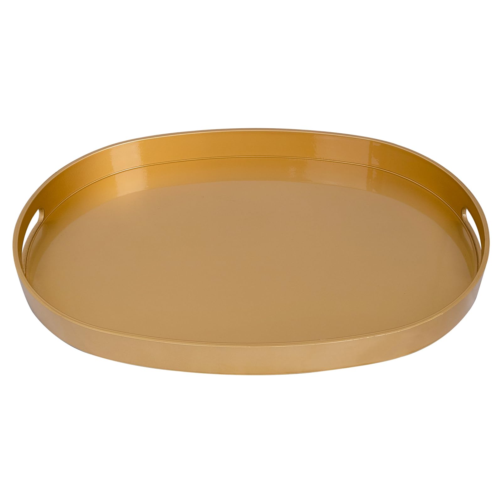 MAONAME Gold Decorative Tray, Oval Serving Tray with Handles, Plastic Trays for Coffee Table, Ottoman Trays for Living Room, Bat