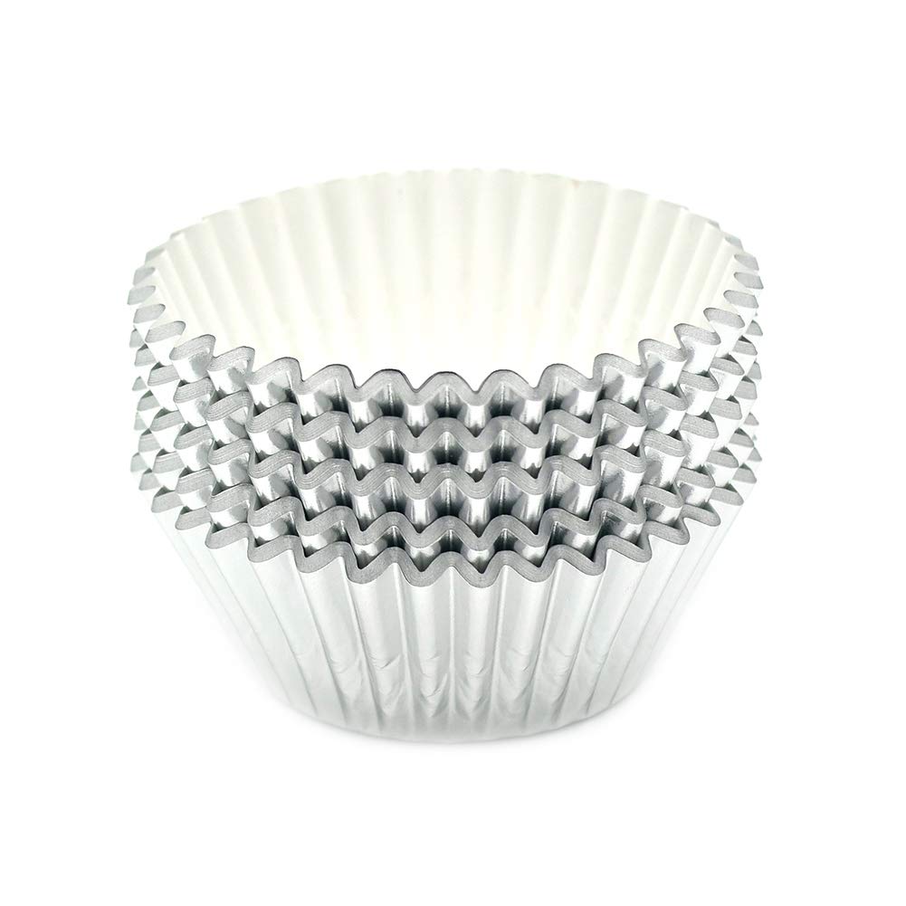 Mombake Standard Silver Foil Cupcake Liners Muffin Baking Cups For Party And More, 100-Count