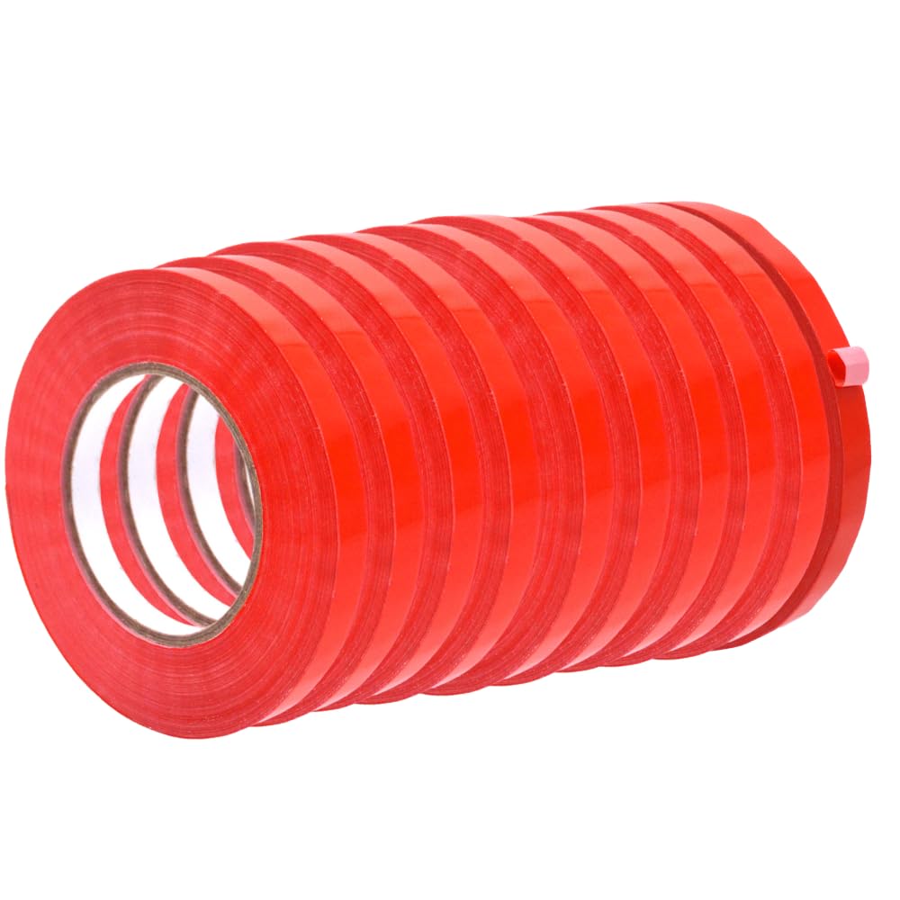 Wod Bstc24Pvc Red Produce Poly Bag Sealing Tape, 1/2 Inch X 180 Yds. (Pack Of 10) For Packaging And Sealing Of Meat, Gifts, Or I