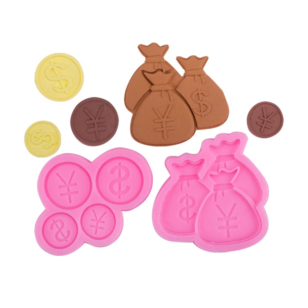 Cestony 2Pcs/Set Purse And Money Silicone Molds For Diy Cake Fondant Biscuit Cookies Sugar Pudding Chocolate Hard Candies Desser