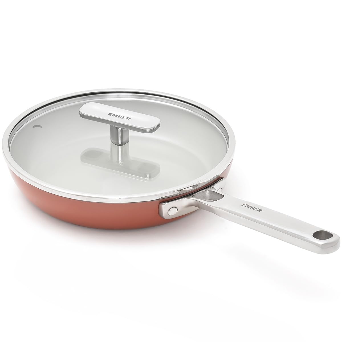 Ember Cookware Arcilla Ceramic Frying Pan 20Cm With Glass Lid | Non Stick Induction Cookware | Non Toxic Pan | Isi Certified | E