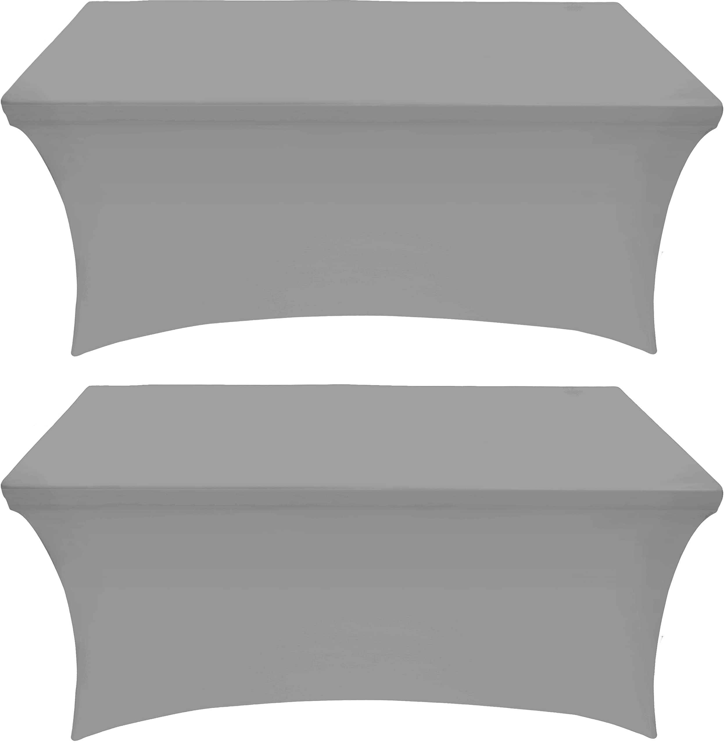 Utopia Kitchen Spandex Tablecloth 2 Pack [6Ft, Grey] Tight, Fitted, Washable And Wrinkle Resistant Stretch Rectangular Patio Tab