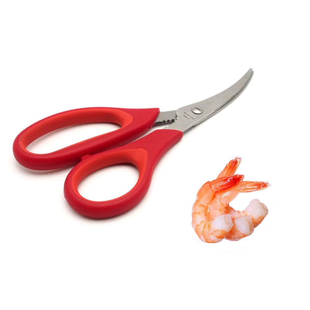 A-Parts 1Pc Multifunction Seafood Scissors, Shrimp Cracker, Shrimp Deveiner, Lobster Scissors Tool