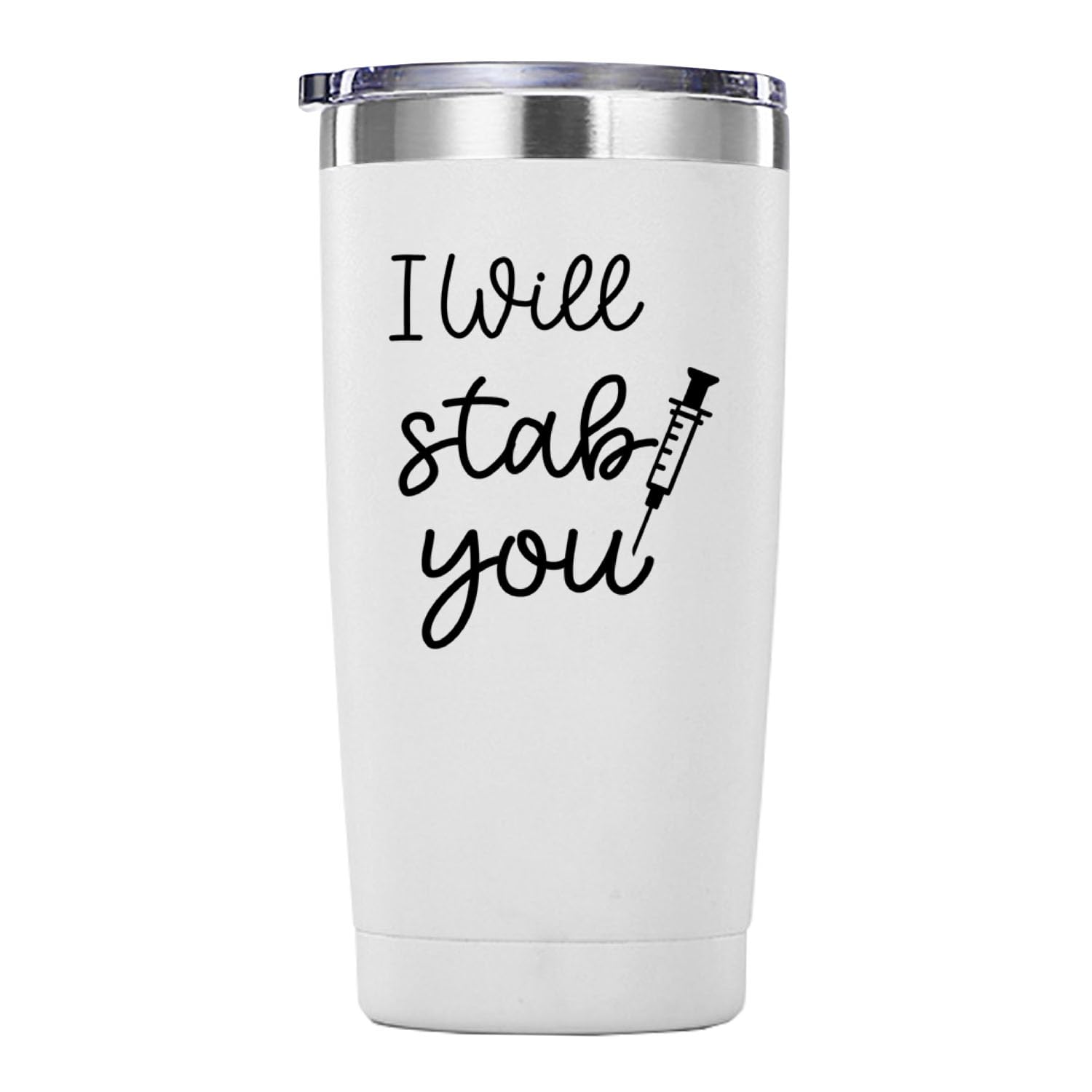 Nurse Gifts.I Will Stab You Tumbler Gifts.20 Oz (White)Nursing Graduation Mug Gift For Nurses Birthday Christmas Appreciation Gi