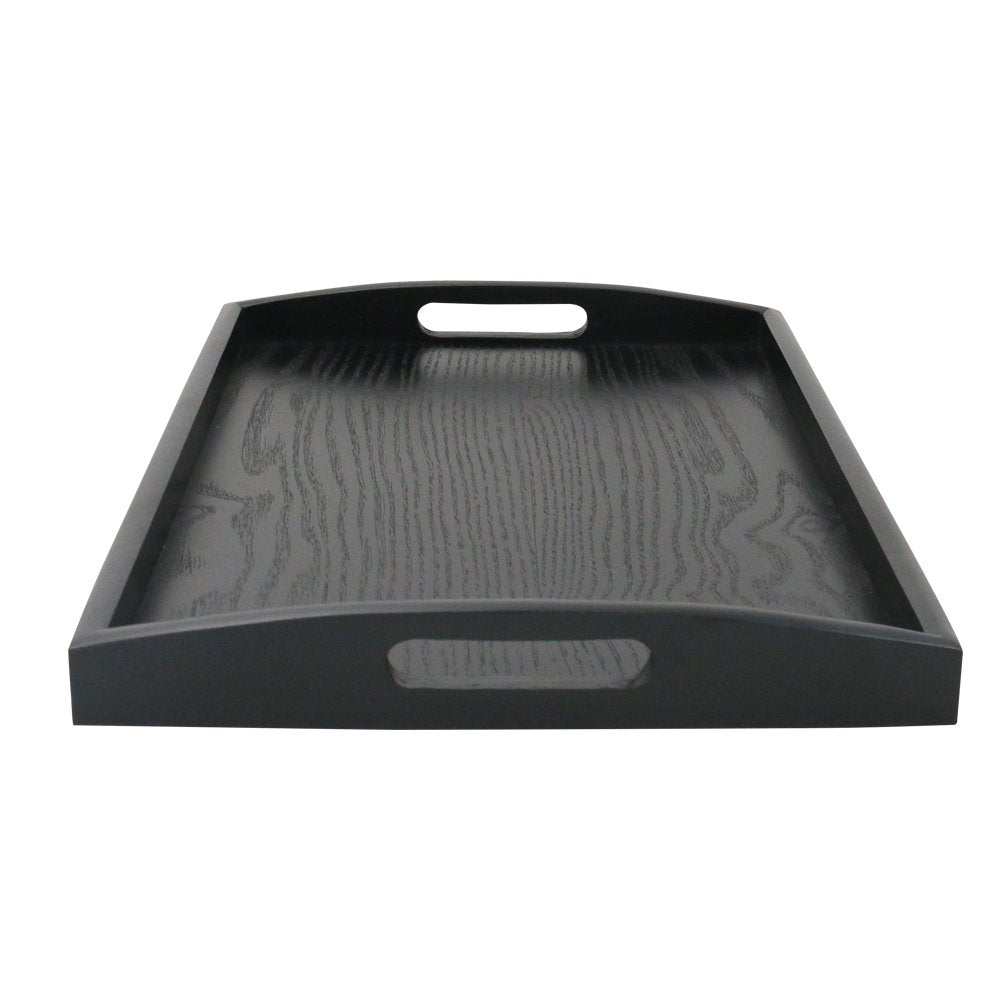 Dillman Serving Tray Large Black Wood Rectangle Food Tray Butler Tray Breakfast Tray With Handles (Small)