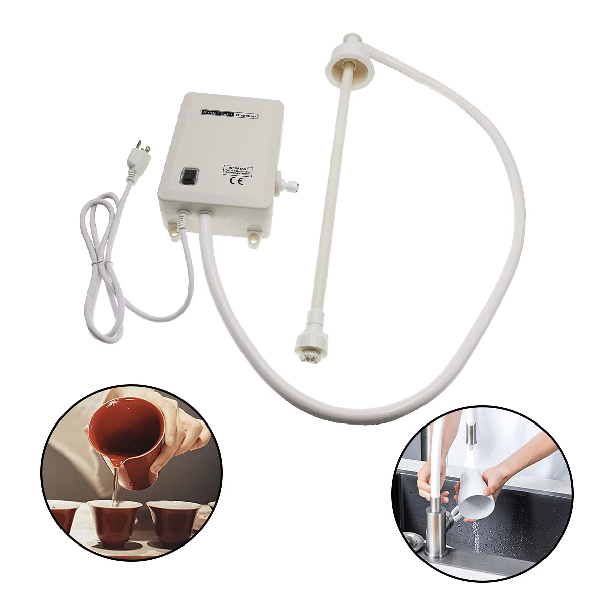 Flowfluid Bottled Adjustable Drinking Water Pump System Single-Tube Power 25W, Bottled Water Dispensing 2L Flow Electric Water P