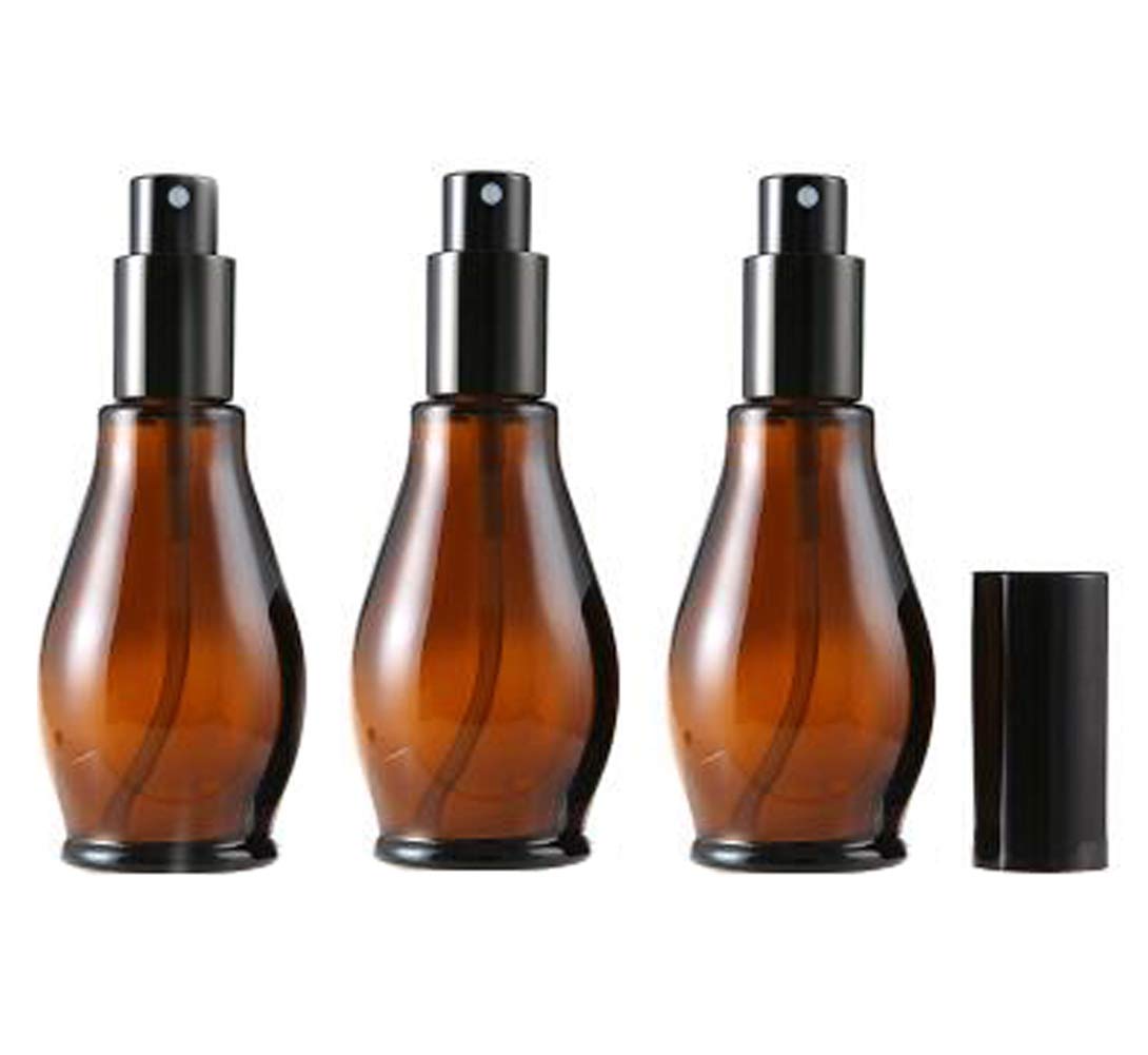 ericotry 3PCS 50ml/1.67oz Empty Refillable Amber Glass Sprayer Bottles Cosmetic Perfume Storage Spray Containers with with Black