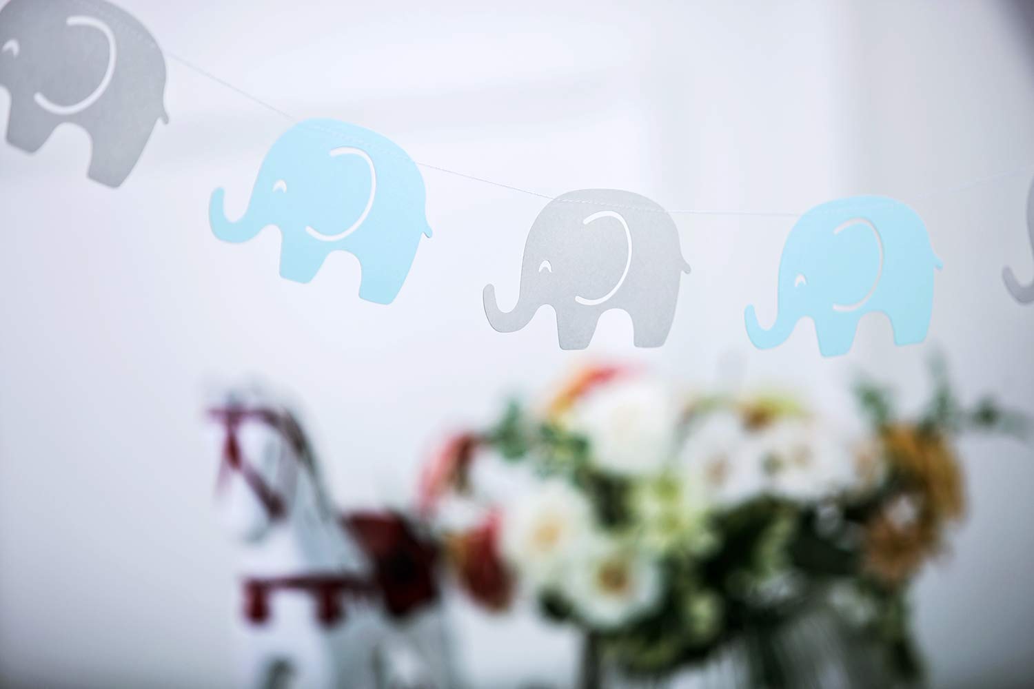 Blue Elephant Garland Baby Shower Bunting Decorations Boy Party Birthday Party Supplies Baby Nursery Classroom Decorations Gende