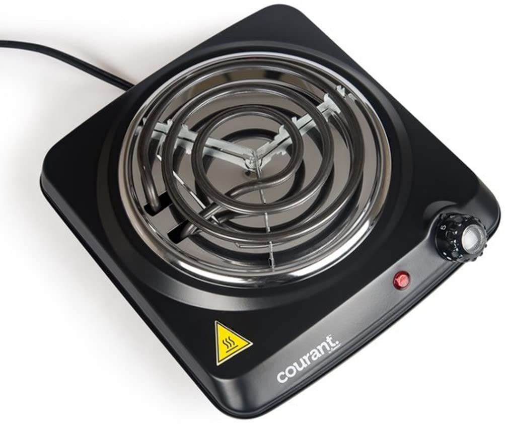 Courant Electric Burner, Single Buffet Countertop Hotplate, 1000W Portable Cooktop, Black