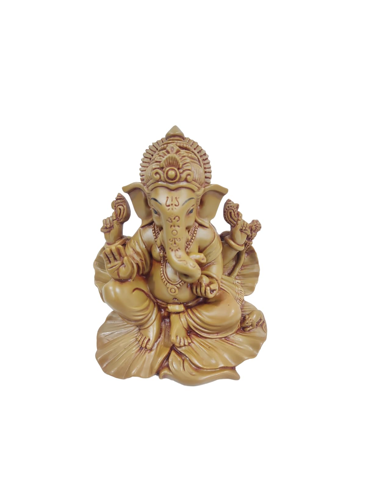 Pratima Wooden Finish Polyresin Shoeflower Ganesh Idol| Jaswanti Ganpati Murti|Ganesha Idol For Office Dcor& Home Decor|Ganesh S