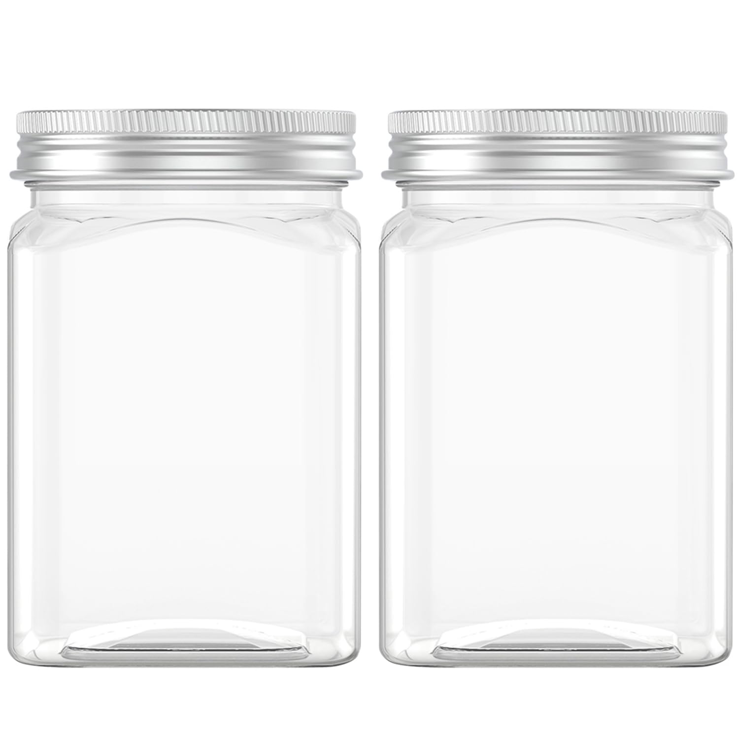 Hulless 24 Oz Clear Plastic Jars 720mL Plastic Containers Reusable Empty Storage Jars with Lid for Household and Kitchen Organiz