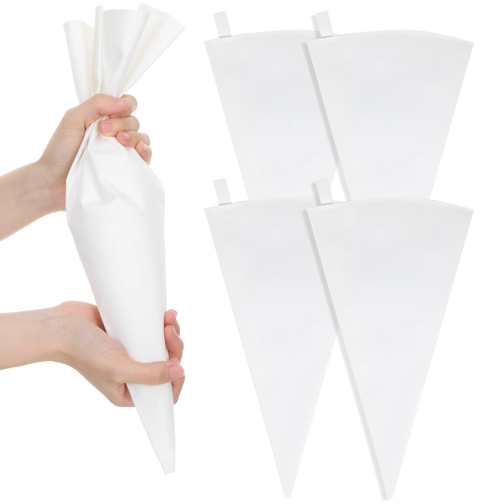 Classicseali 5Pcs Big Piping Bags, Reusable Piping Bags 16 Inch, White Cloth Cake Decorating Bags For Frosting, White Hangable P