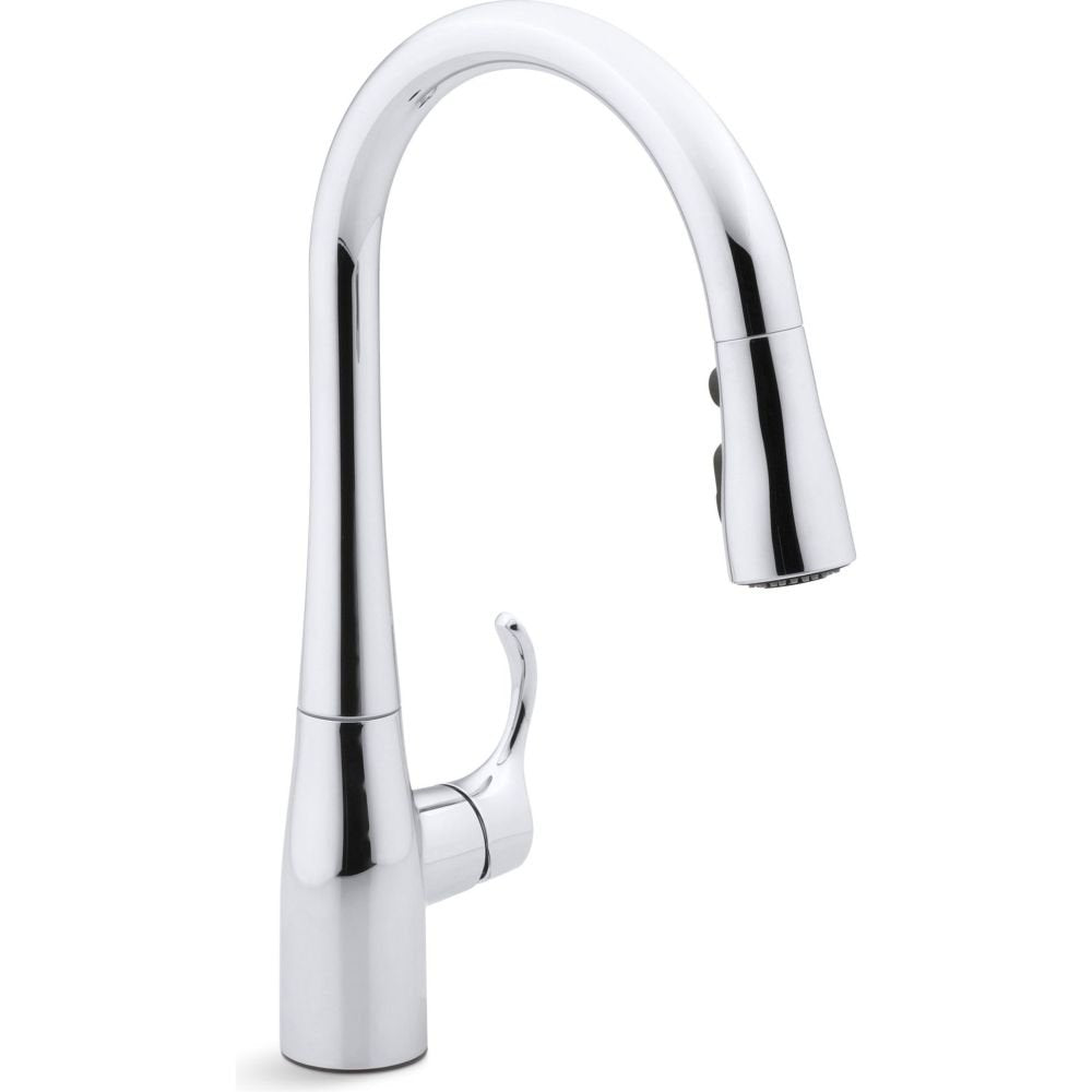 Kohler 597-Cp Simplice Pull Down Kitchen Faucet, 3-Spray Faucet, Kitchen Sink Faucet With Pull Down Sprayer, Polished Chrome