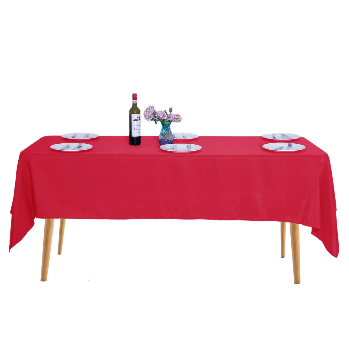Ascoza 2Pack 60X120 Inch Red Rectangular Tablecloth 6 Feet Table Cloth In Polyester Fabric For Wedding/Banquet/Restaurant/Partie
