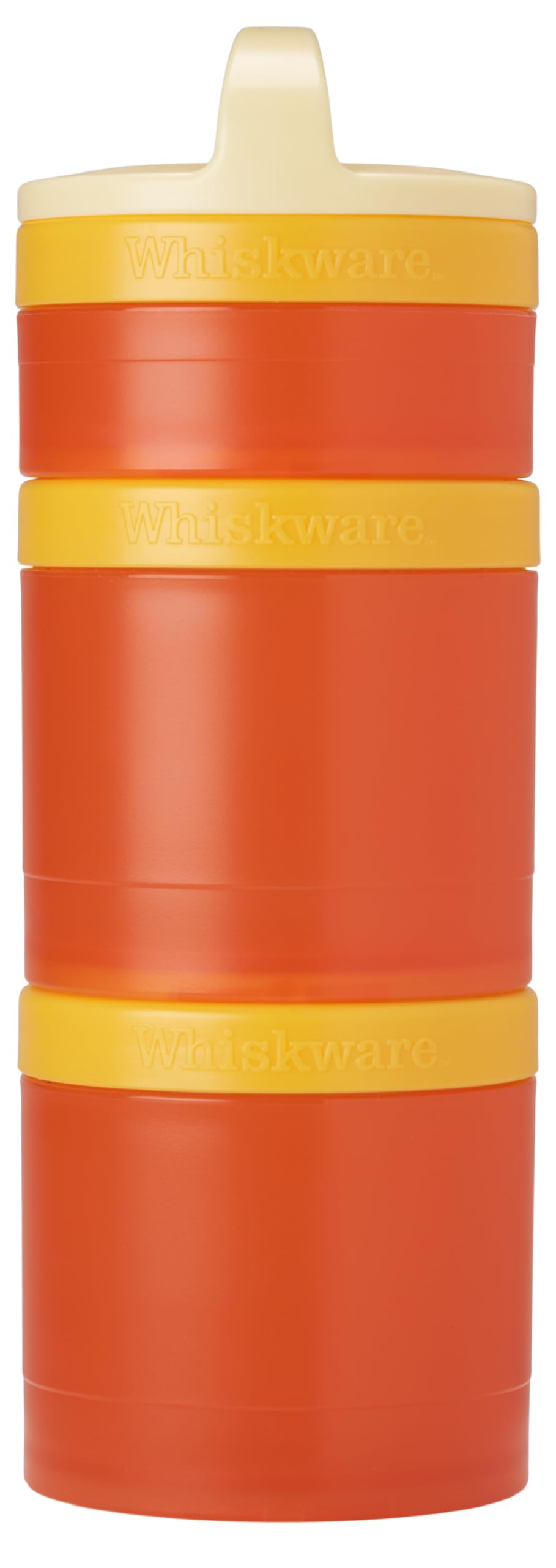 Whiskware Stackable Snack Containers for Kids and Toddlers, 3 Stackable Snack Cups for School and Travel, Tan/Yellow/Orange