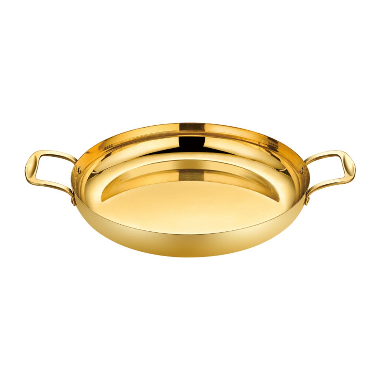 GFHVDC Paella Pan Gold Stainless Steel Skillet Pan Large Skillet,Griddle,Large Saute Pan with Lid,Jumbo Cooker,Induction Pan,Dis