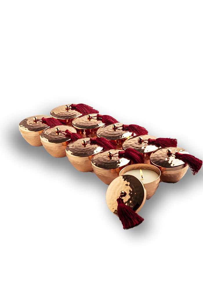 DECORT Gold Scented Durable Reusable Metal Candle for Home Jasmine Mogra| 211 Grams with 11 Hours Burn Creates Positive Soothing