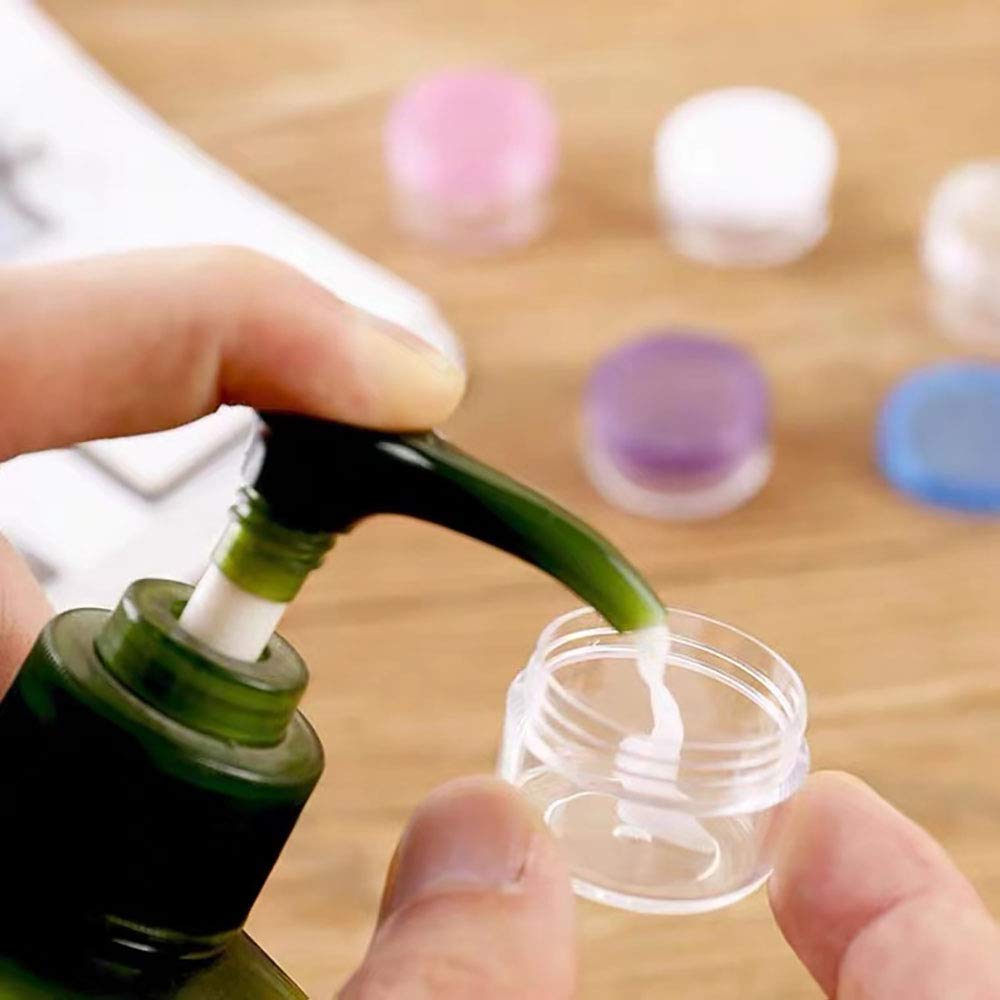 Aliotech 10Pcs Empty Cosmetic Containers Round Cosmetic Sample Pots Jars Makeup Containers With Multi Color Top Lid(5 Gram)